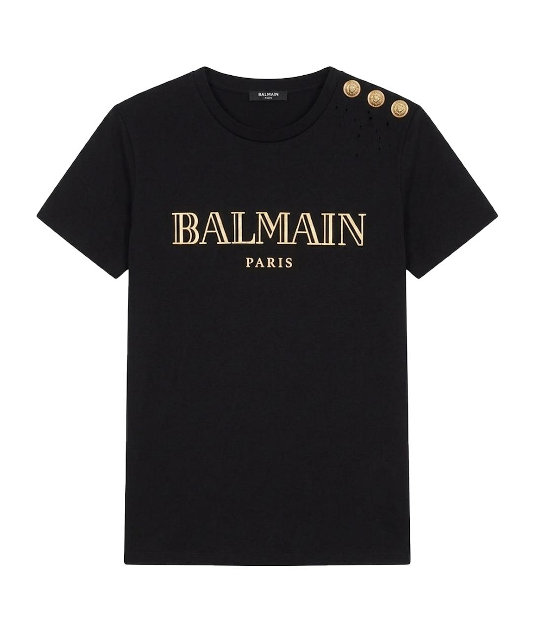 BALMAIN Черная хлопковая футболка, фото 1