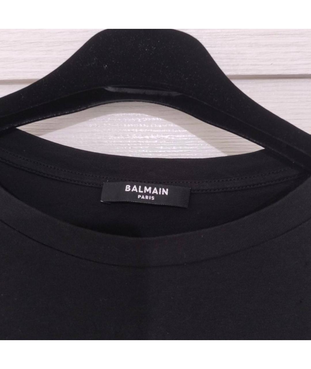 BALMAIN Черная хлопковая футболка, фото 3