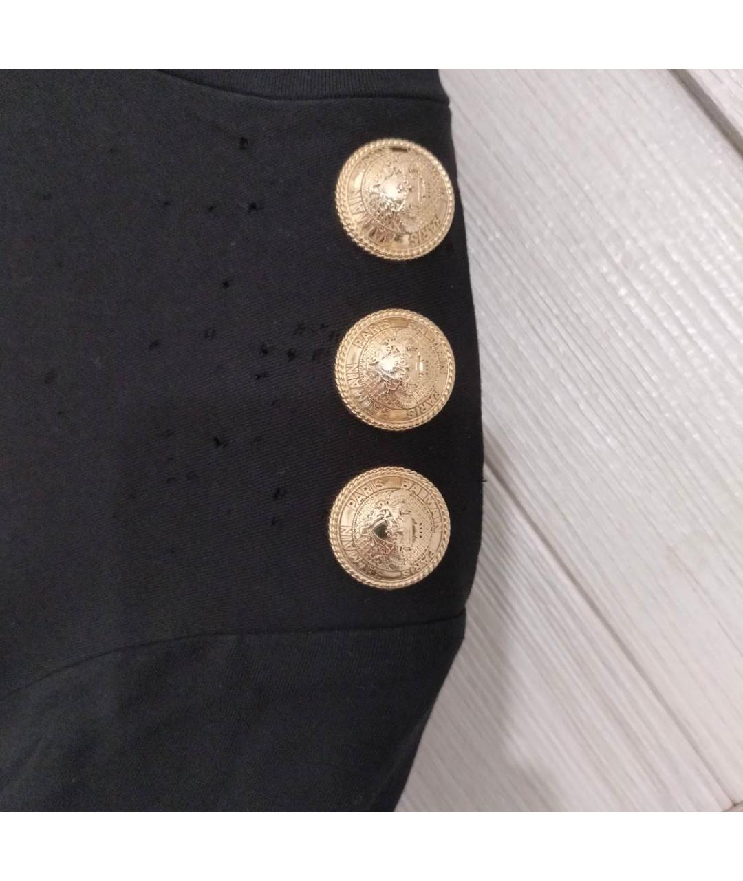 BALMAIN Черная хлопковая футболка, фото 4