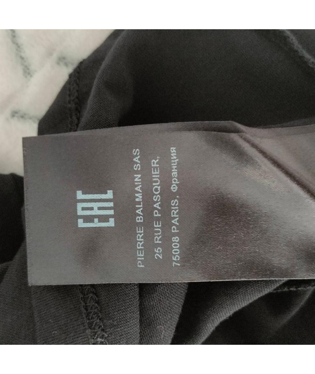 BALMAIN Черная хлопковая футболка, фото 5