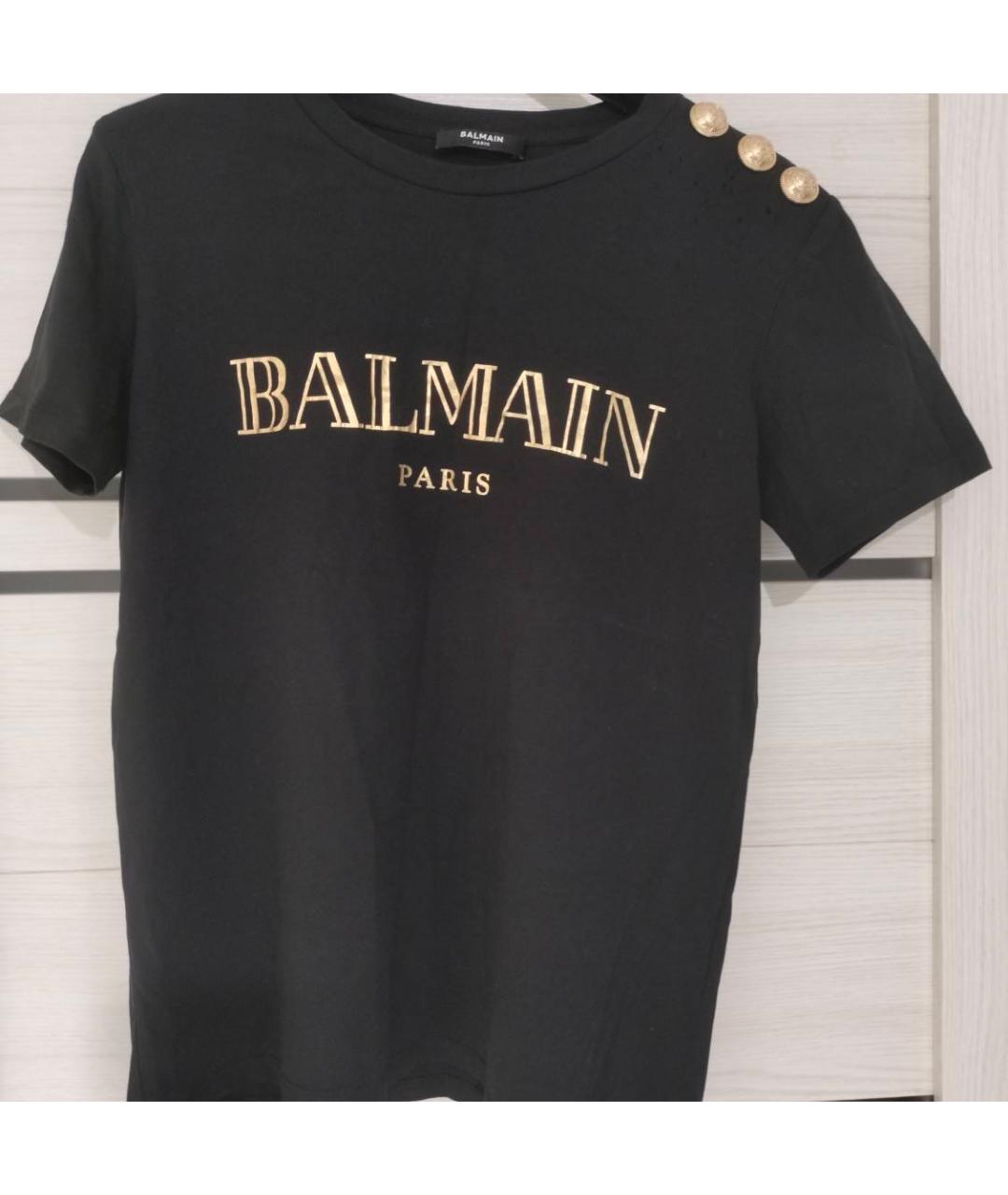 BALMAIN Черная хлопковая футболка, фото 7