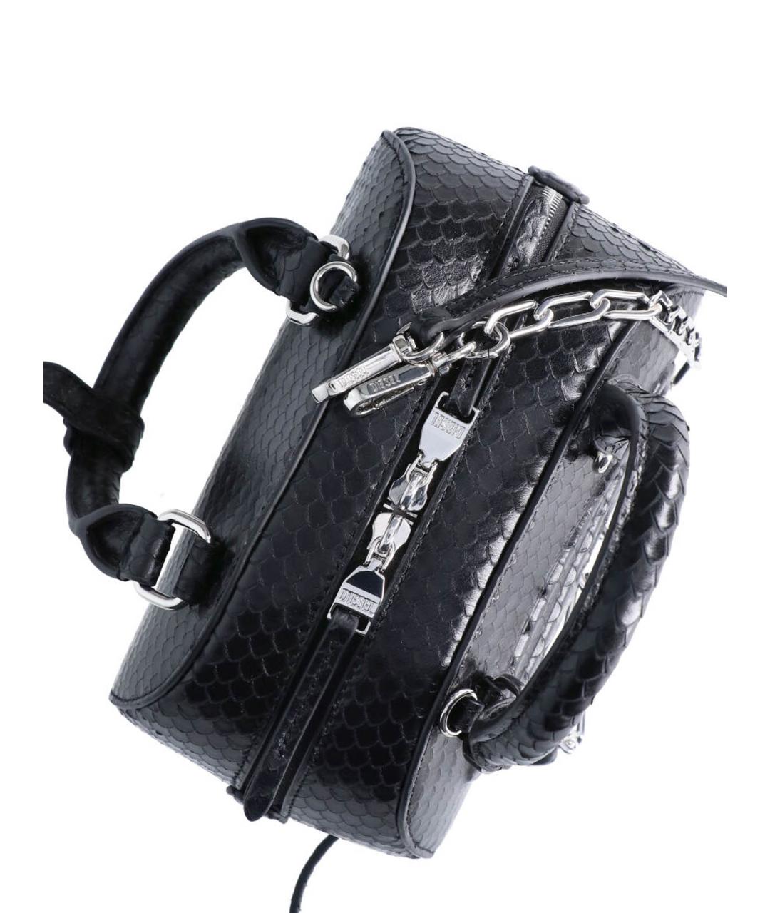 DIESEL Черная кожаная сумка с короткими ручками, фото 4