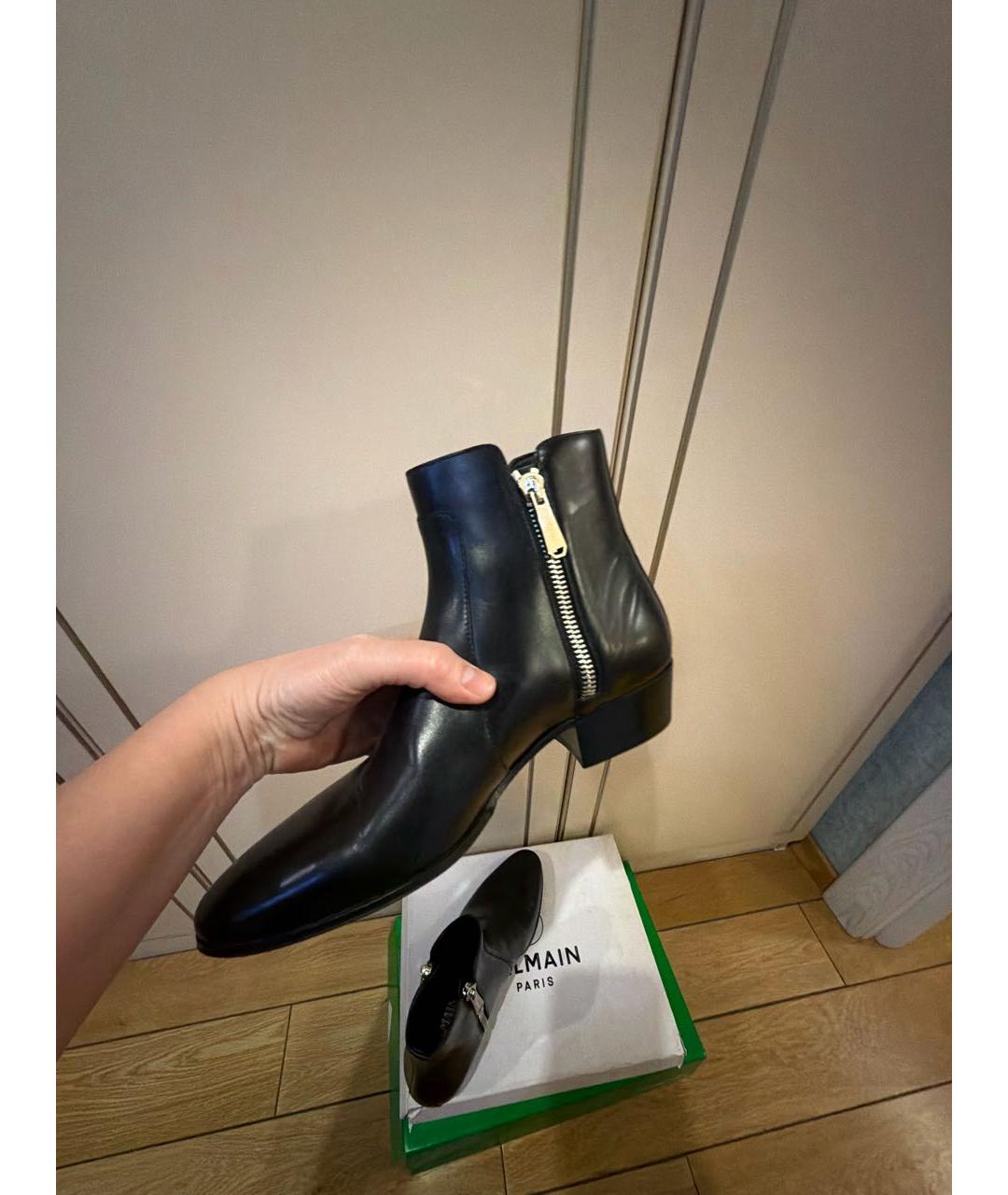 BALMAIN Черные кожаные высокие ботинки, фото 6
