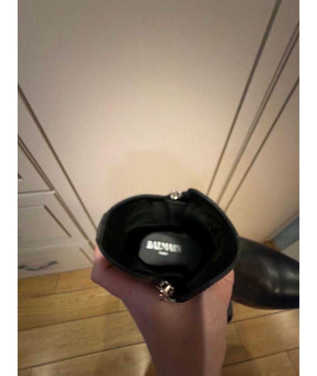 BALMAIN Черные кожаные высокие ботинки, фото 8