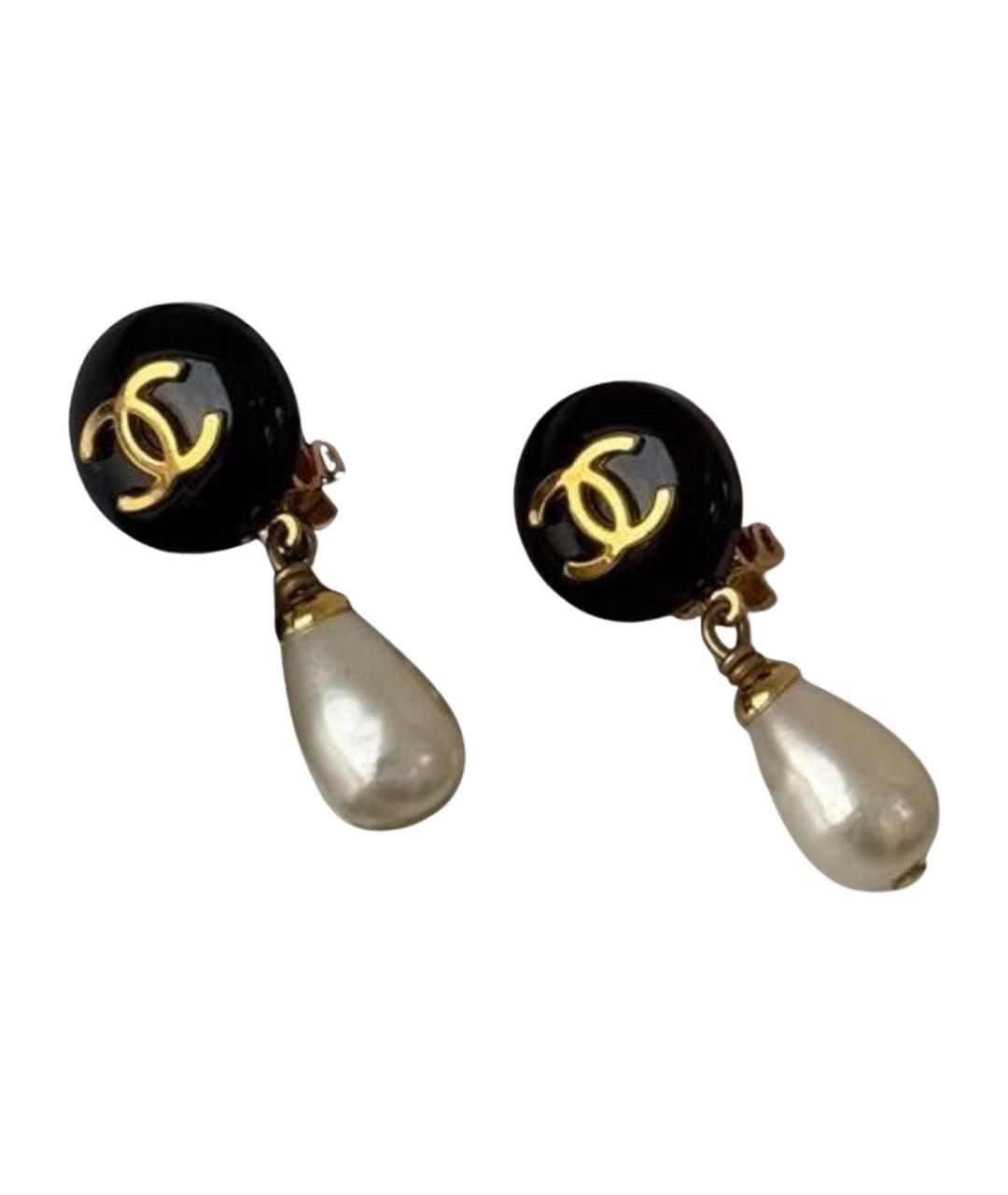 CHANEL Черные металлические клипсы, фото 1