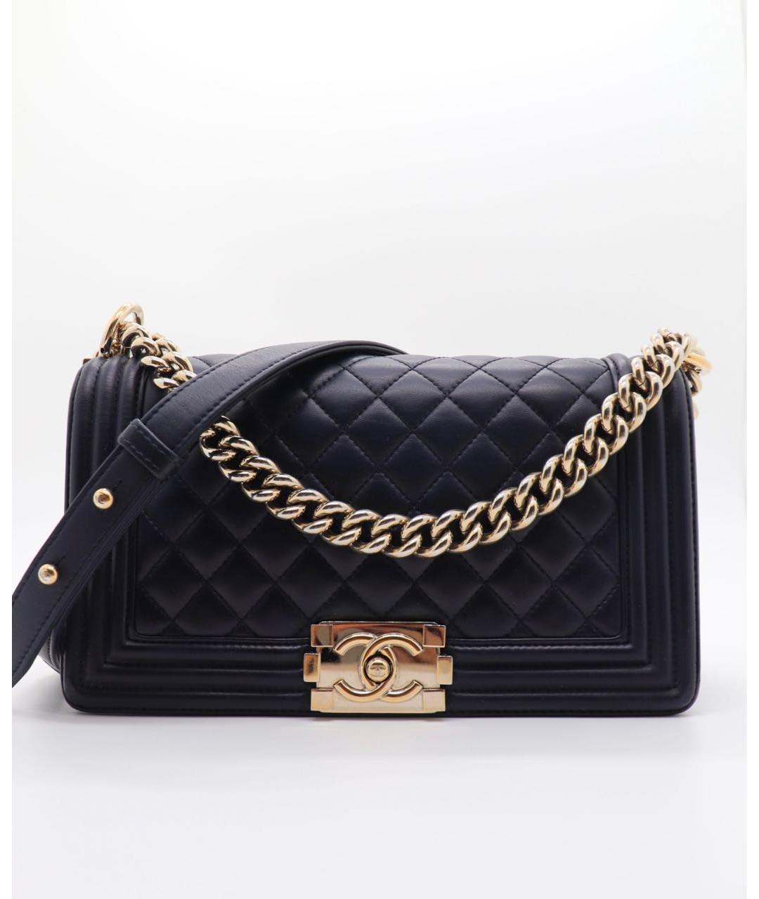 CHANEL Темно-синяя кожаная сумка через плечо, фото 9