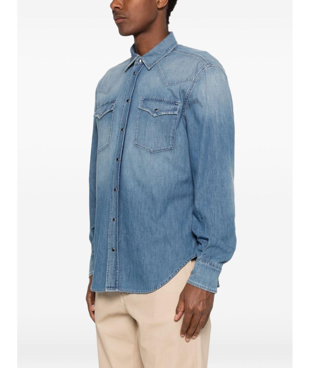 DONDUP Синяя хлопковая кэжуал рубашка, фото 5