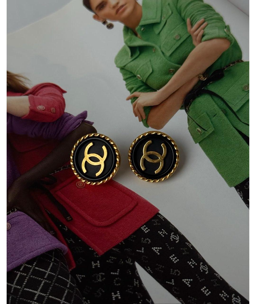 CHANEL Черные металлические клипсы, фото 4