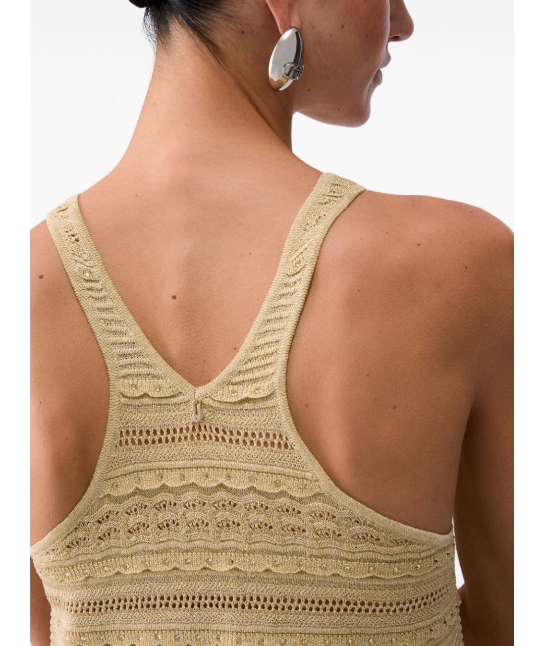 LIU JO Желтая вискозная майка, фото 4