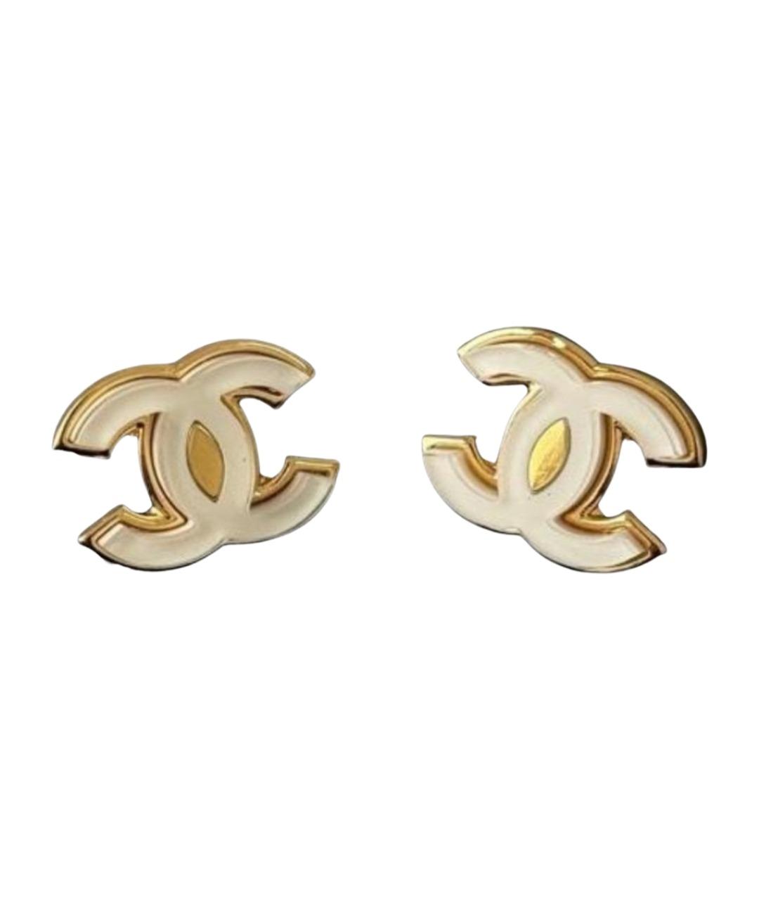 CHANEL Золотые металлические серьги, фото 1