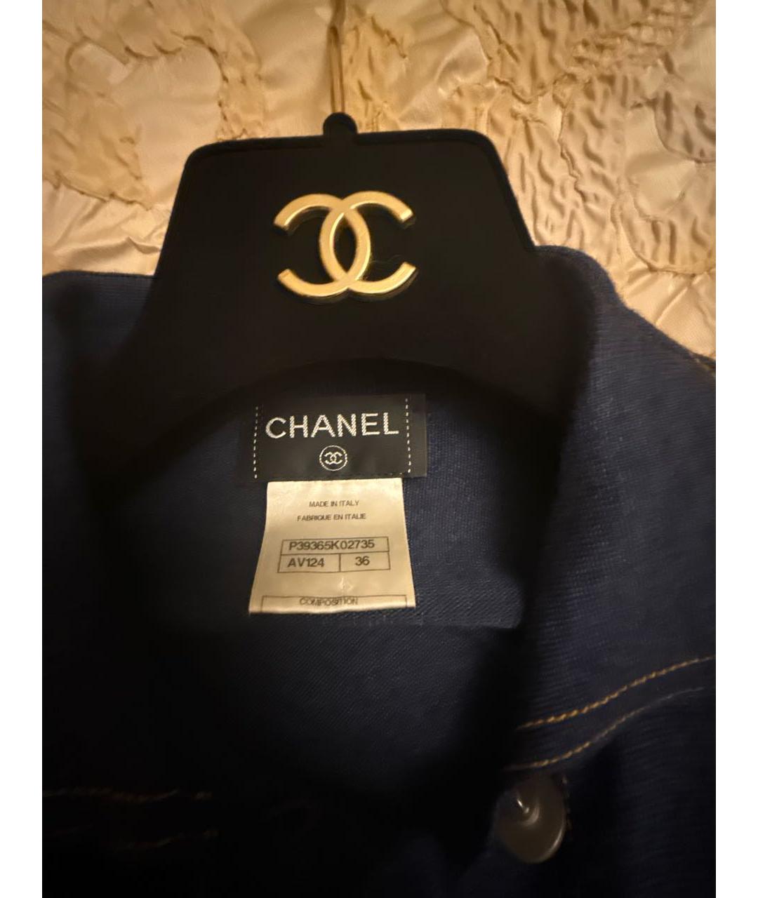 CHANEL Темно-синий шерстяной жакет/пиджак, фото 7