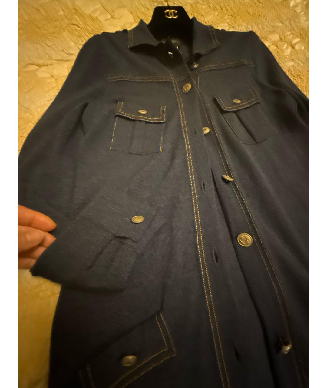 CHANEL Темно-синий шерстяной жакет/пиджак, фото 5