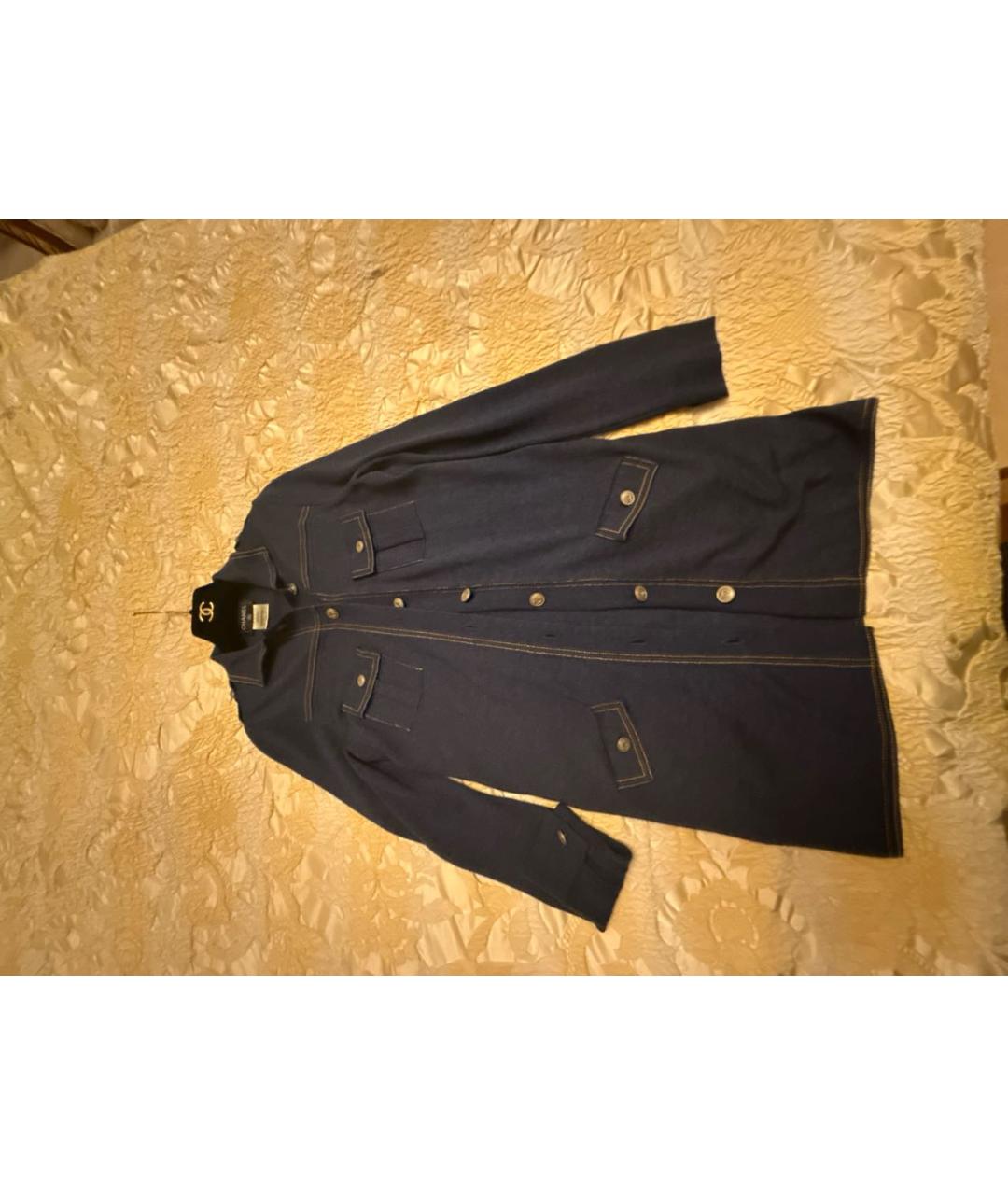 CHANEL Темно-синий шерстяной жакет/пиджак, фото 3