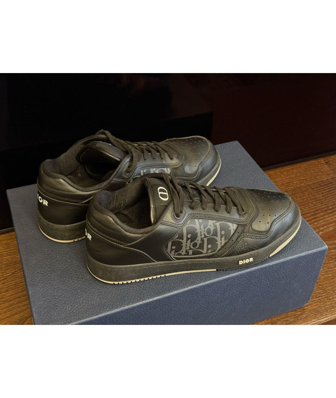 CHRISTIAN DIOR Черные кожаные низкие кроссовки / кеды, фото 4
