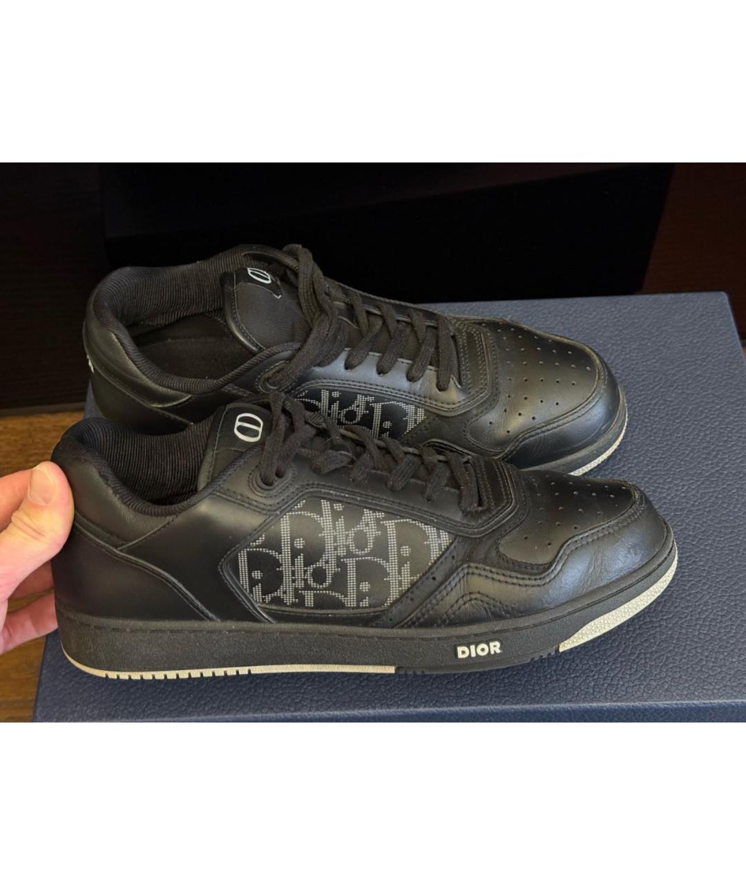CHRISTIAN DIOR Черные кожаные низкие кроссовки / кеды, фото 3