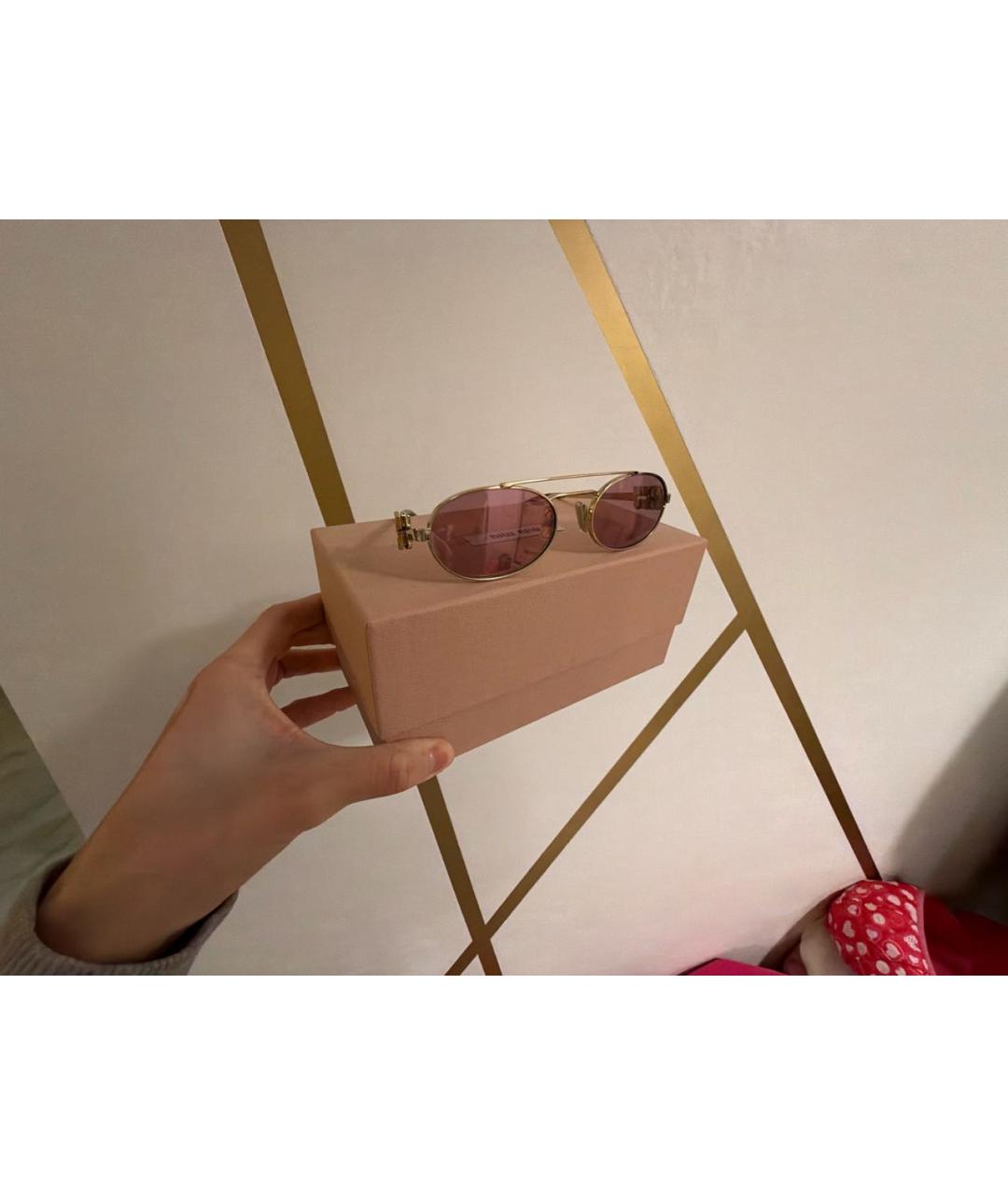 MIU MIU Розовые металлические солнцезащитные очки, фото 2