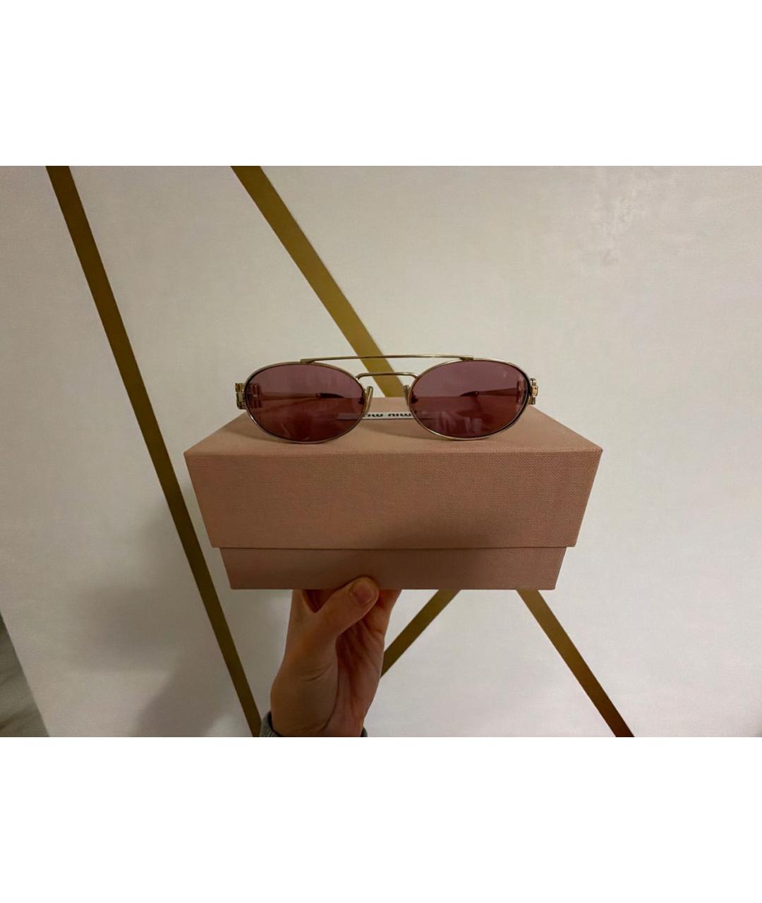 MIU MIU Розовые металлические солнцезащитные очки, фото 5