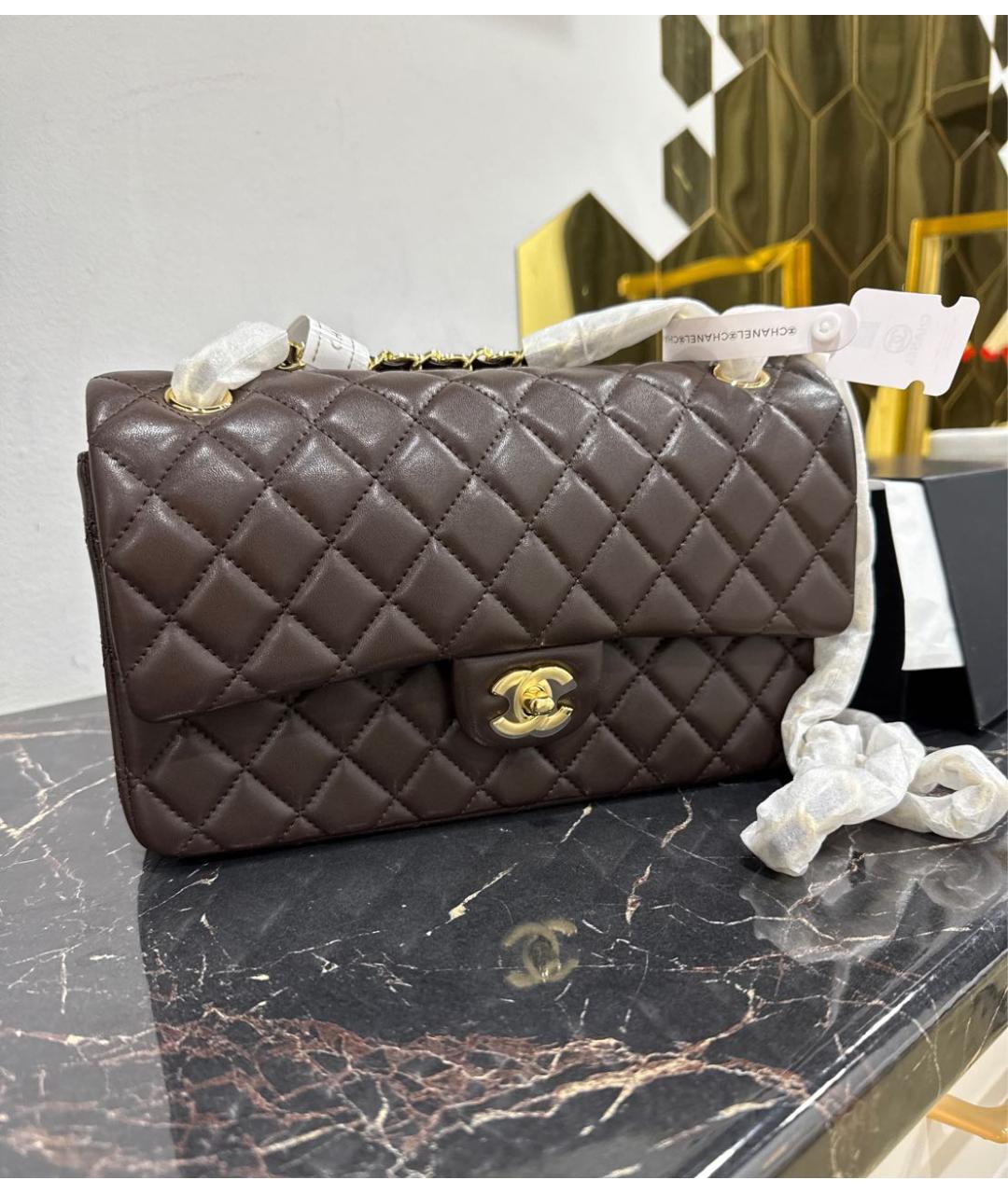 CHANEL Коричневая кожаная сумка через плечо, фото 5