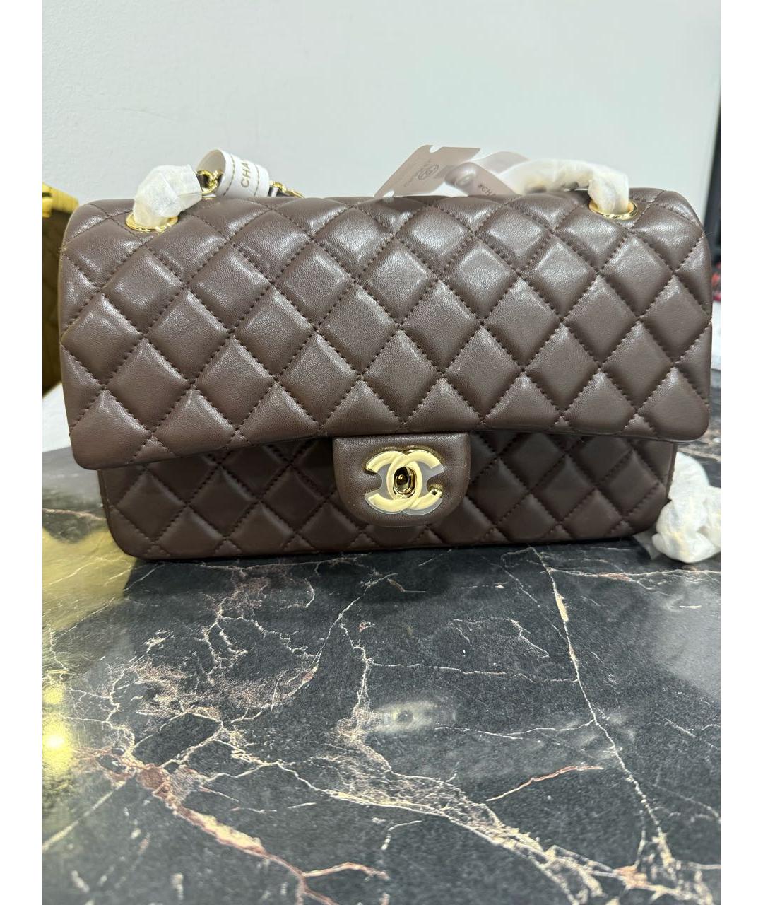 CHANEL Коричневая кожаная сумка через плечо, фото 2