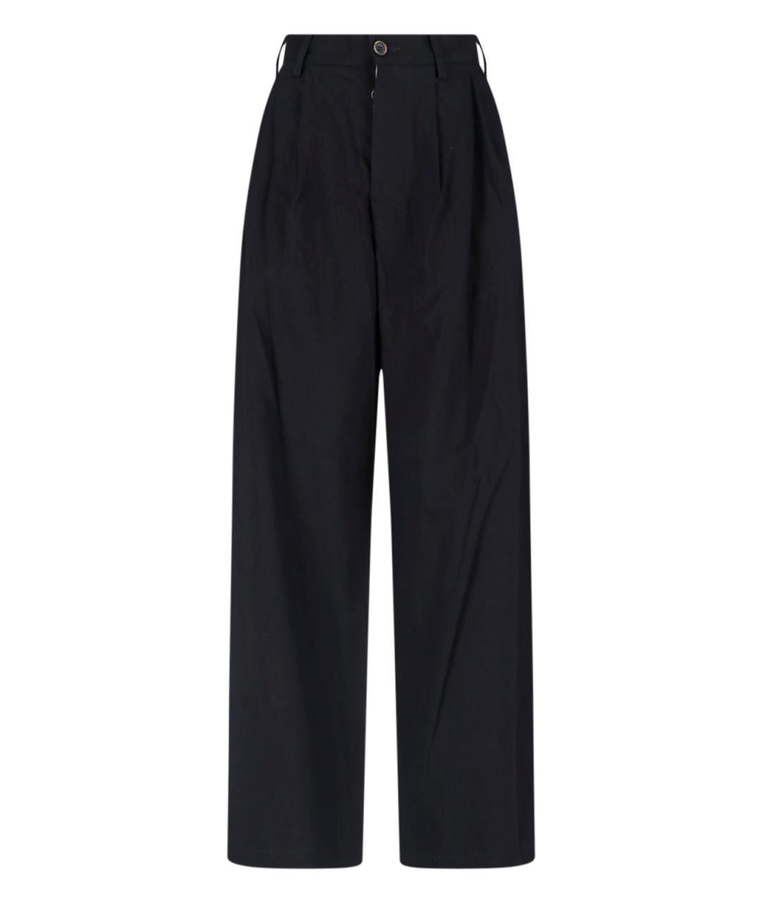 UMA WANG Черные льняные прямые брюки, фото 1