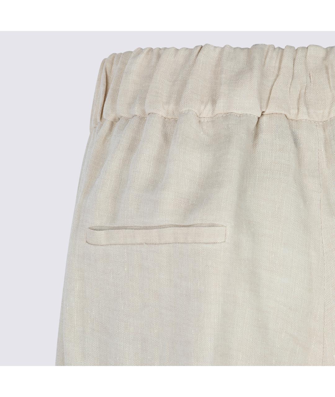 ANTONELLI FIRENZE Бежевые льняные прямые брюки, фото 3
