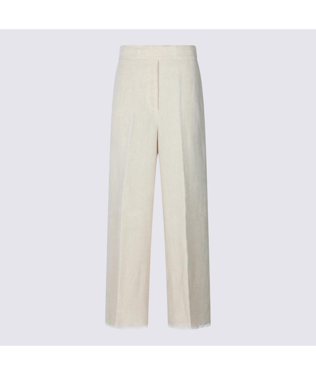 ANTONELLI FIRENZE Бежевые льняные прямые брюки, фото 5