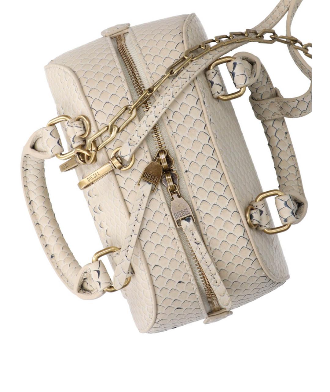 DIESEL Бежевая кожаная сумка с короткими ручками, фото 4