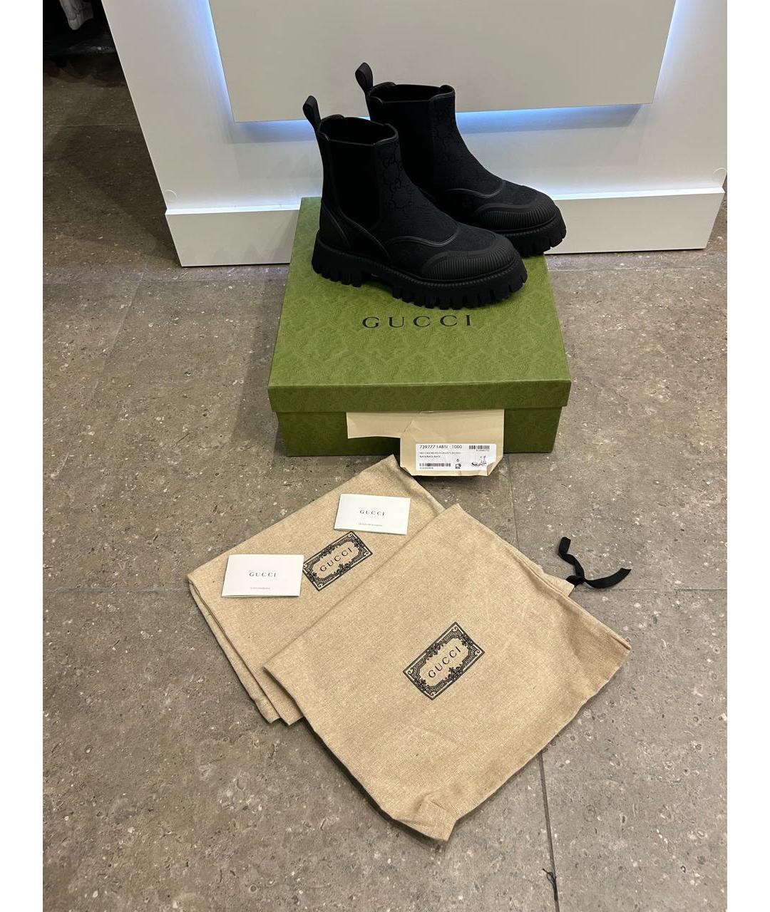 GUCCI Черные текстильные полусапоги, фото 2