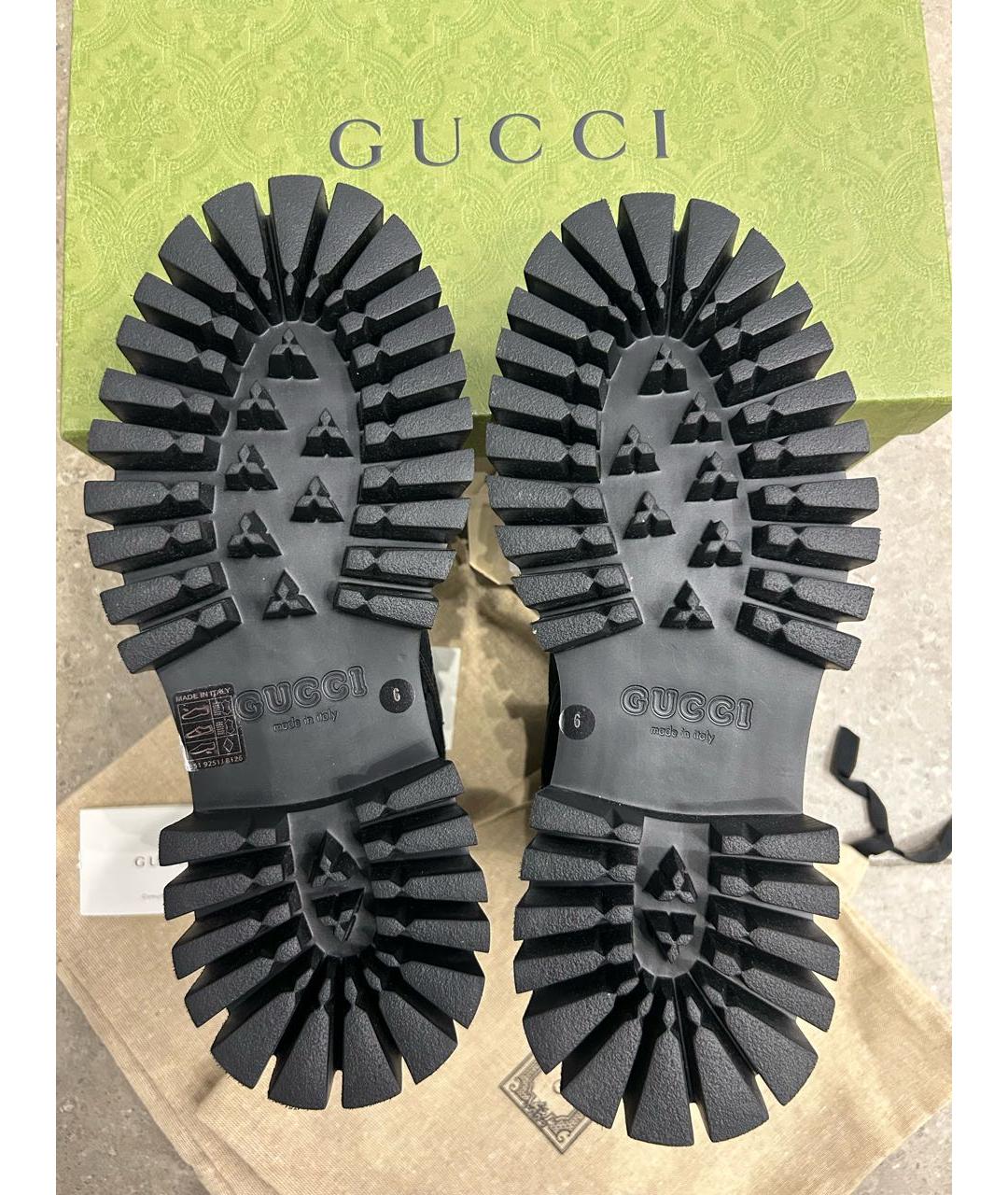 GUCCI Черные текстильные полусапоги, фото 3