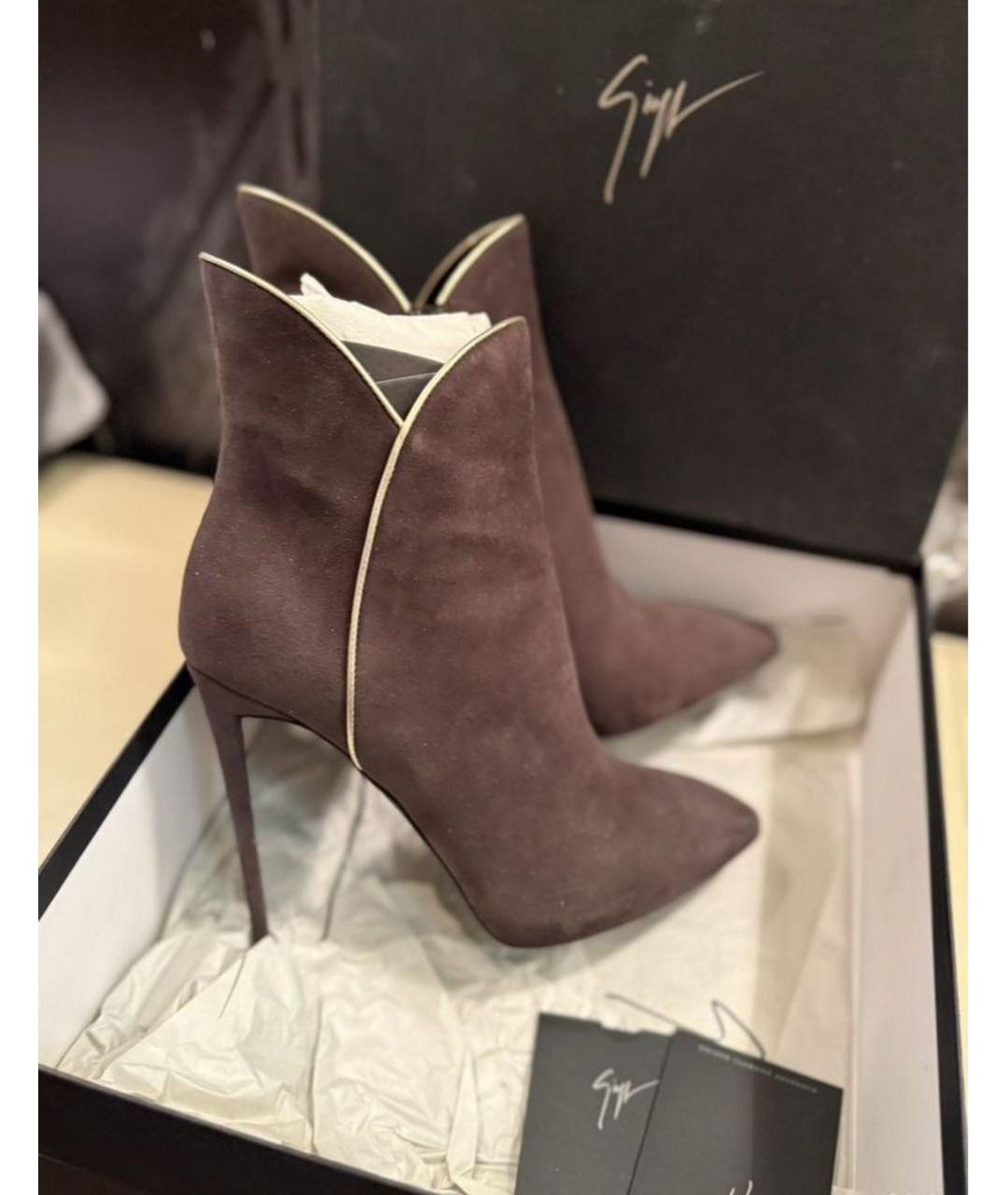 SERGIO ROSSI Антрацитовые замшевые ботильоны, фото 3