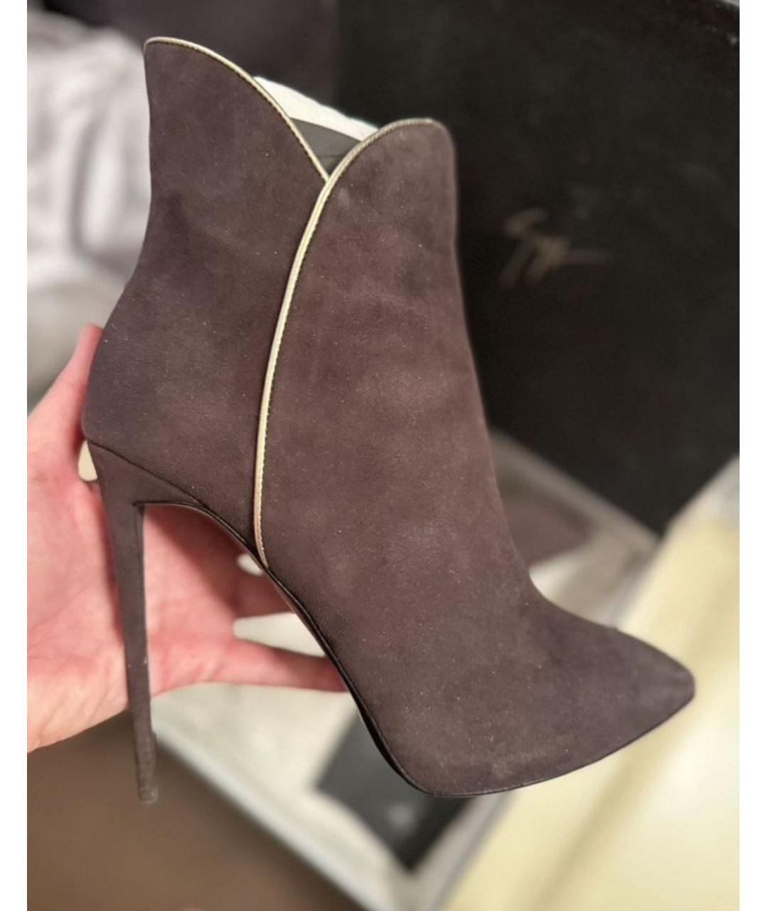 SERGIO ROSSI Антрацитовые замшевые ботильоны, фото 2