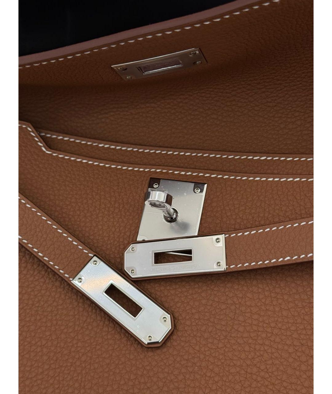 HERMES Коричневая кожаная барсетка, фото 5