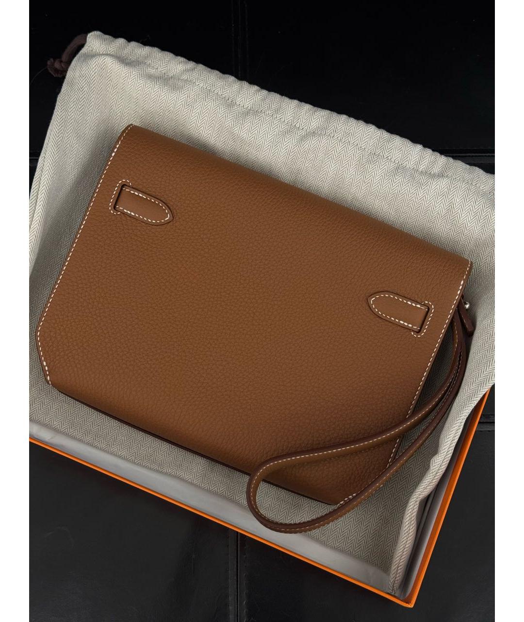 HERMES Коричневая кожаная барсетка, фото 3