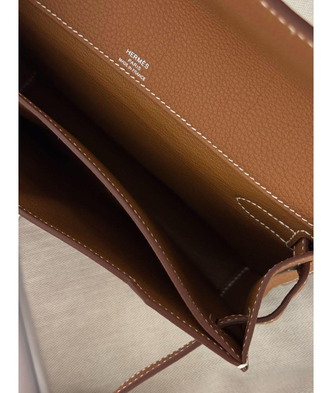 HERMES Коричневая кожаная барсетка, фото 7