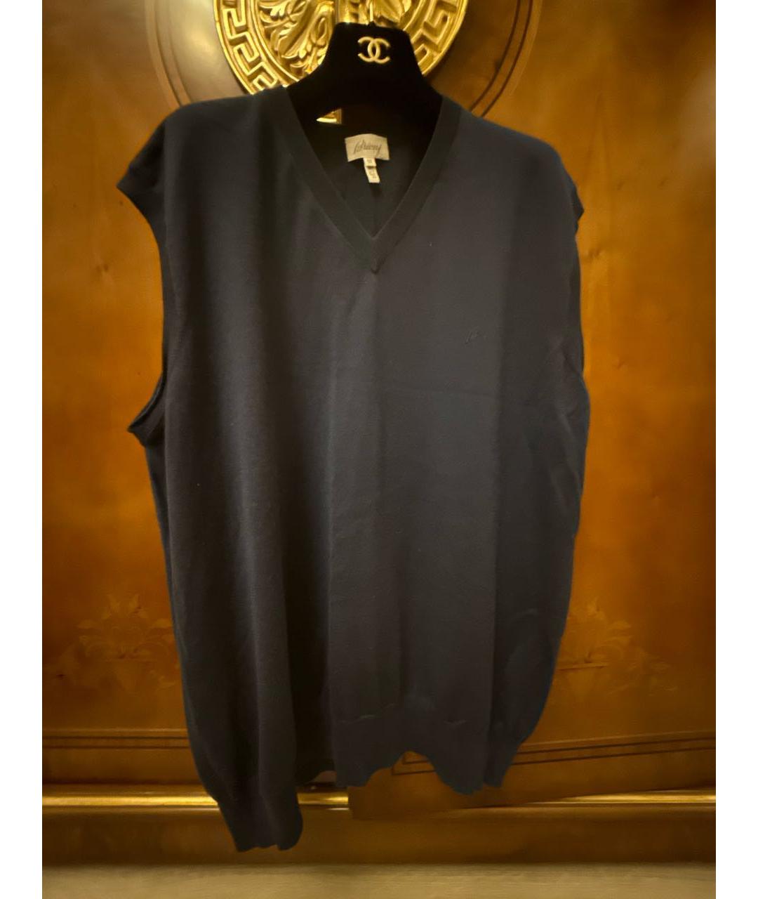 BRIONI Темно-синяя шерстяная жилетка, фото 6