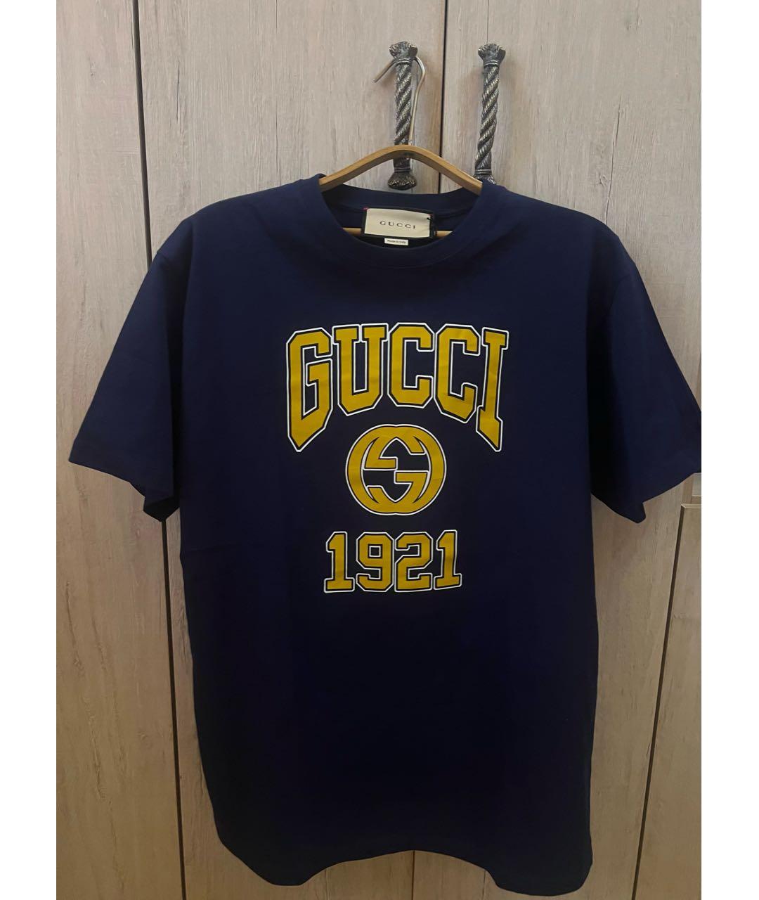 GUCCI Темно-синяя хлопковая футболка, фото 5