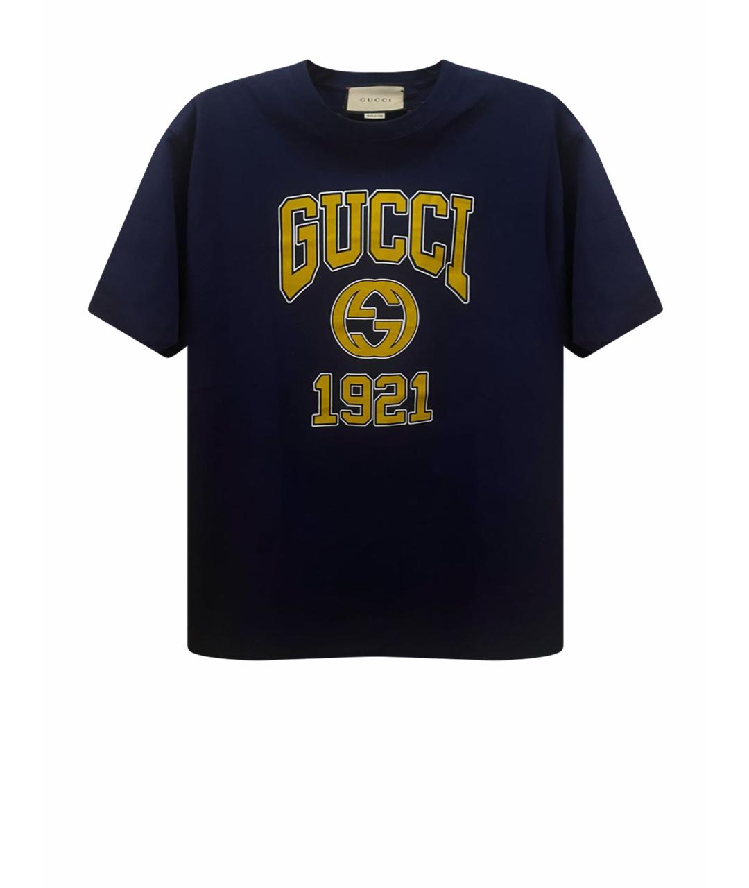 GUCCI Темно-синяя хлопковая футболка, фото 1