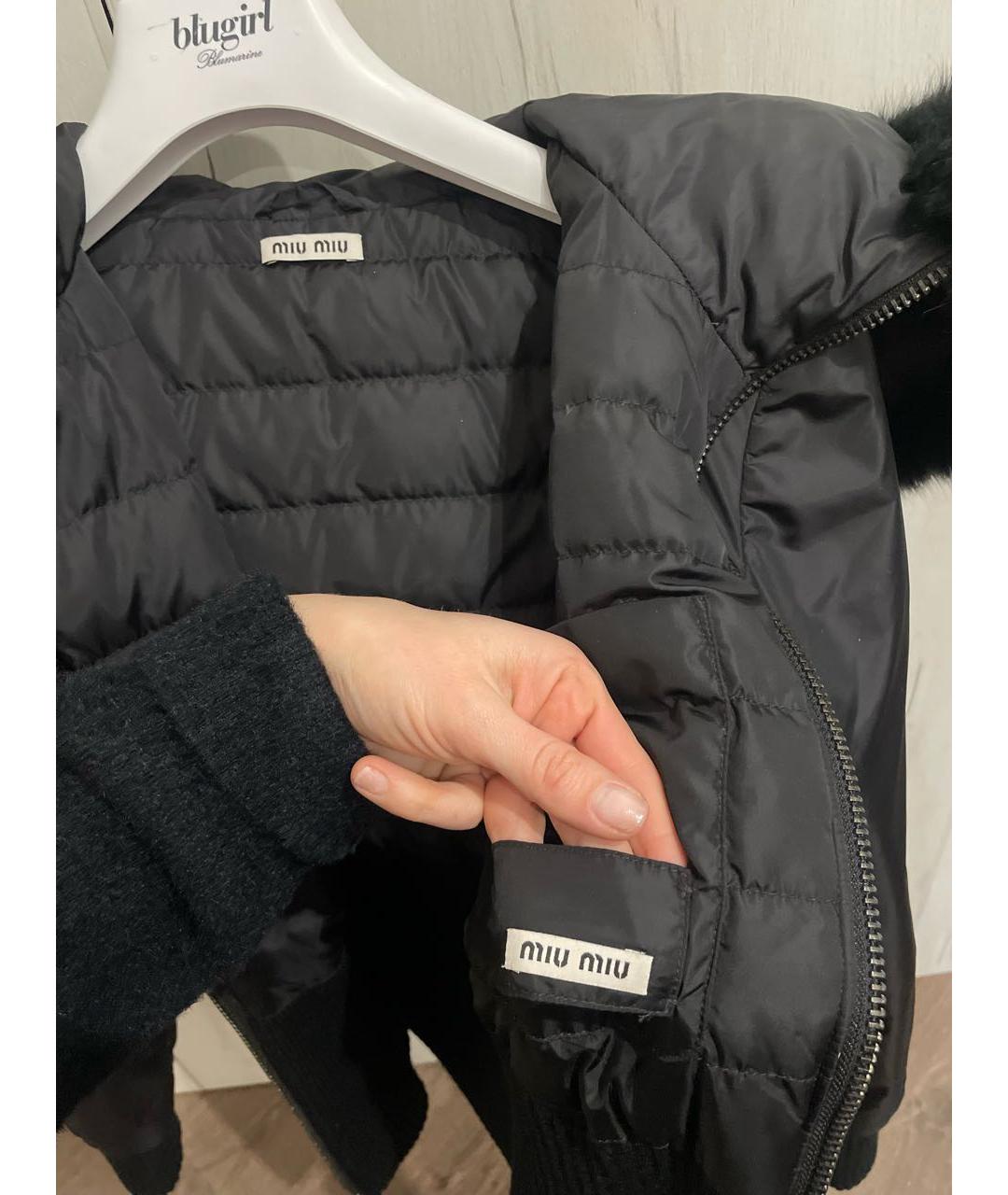 MIU MIU Черный полиэстеровый пуховик, фото 3