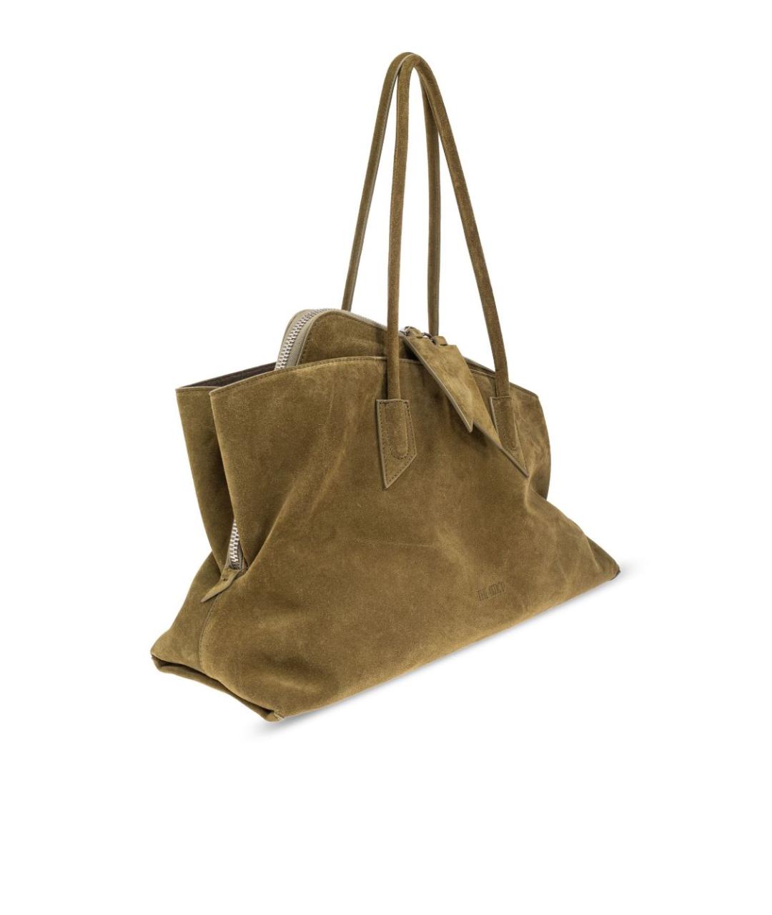 THE ATTICO Хаки замшевая сумка тоут, фото 4