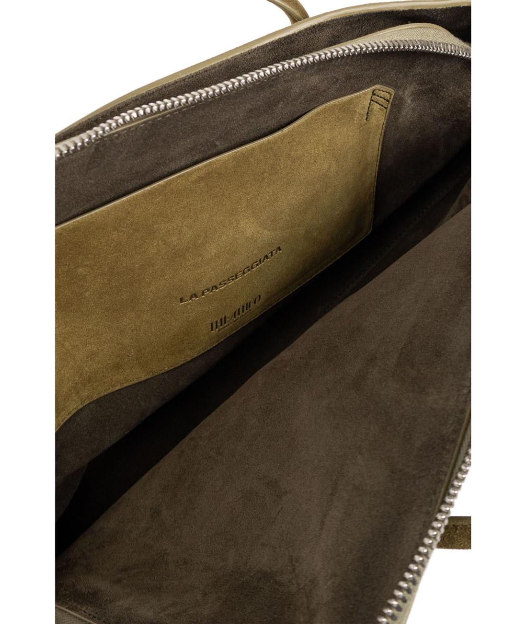 THE ATTICO Хаки замшевая сумка тоут, фото 5