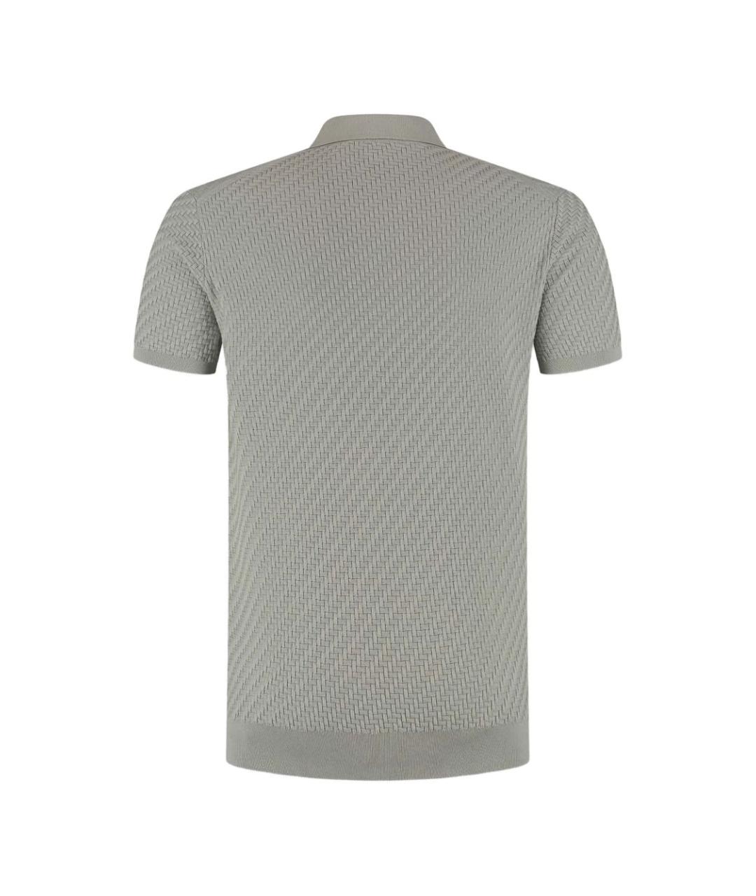 BRIONI Серое хлопковое поло с коротким рукавом, фото 2