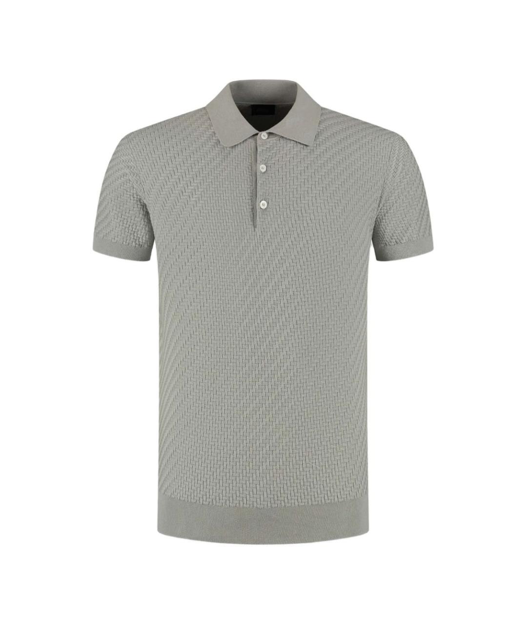 BRIONI Серое хлопковое поло с коротким рукавом, фото 1