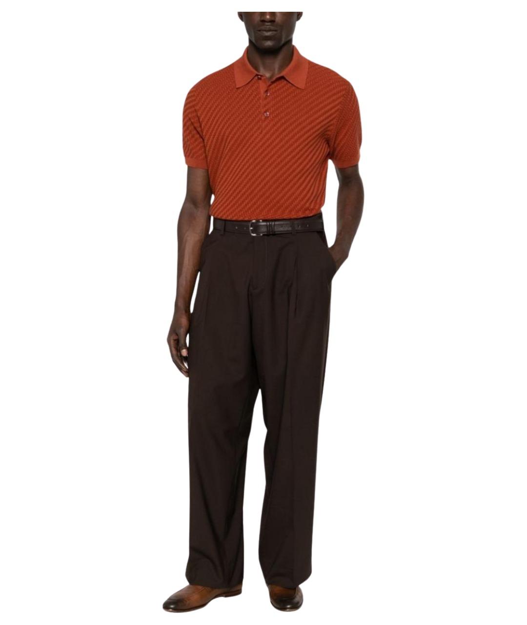 BRIONI Красное хлопковое поло с коротким рукавом, фото 3