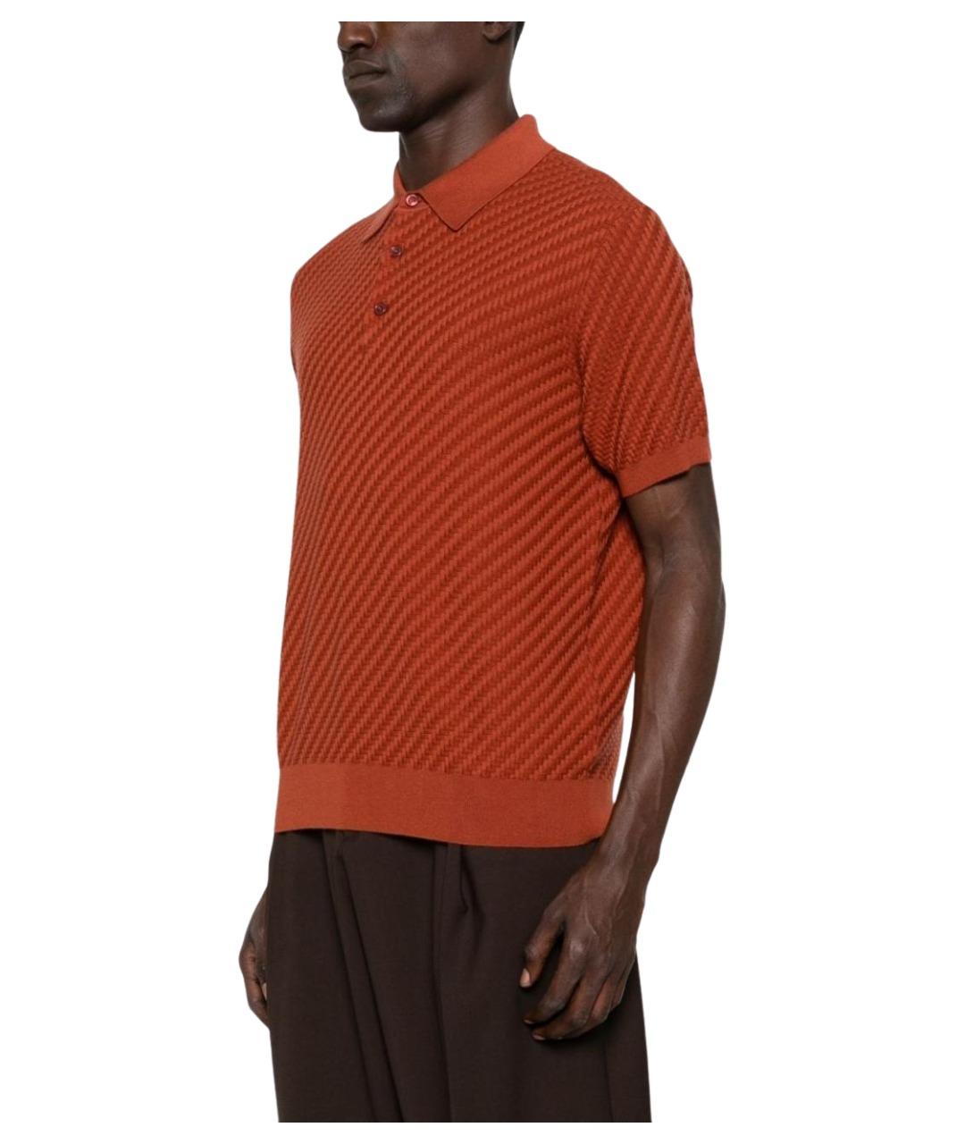 BRIONI Красное хлопковое поло с коротким рукавом, фото 5