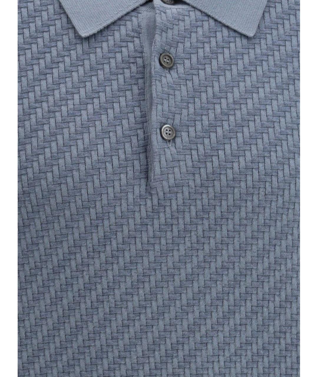 BRIONI Голубое хлопковое поло с коротким рукавом, фото 3