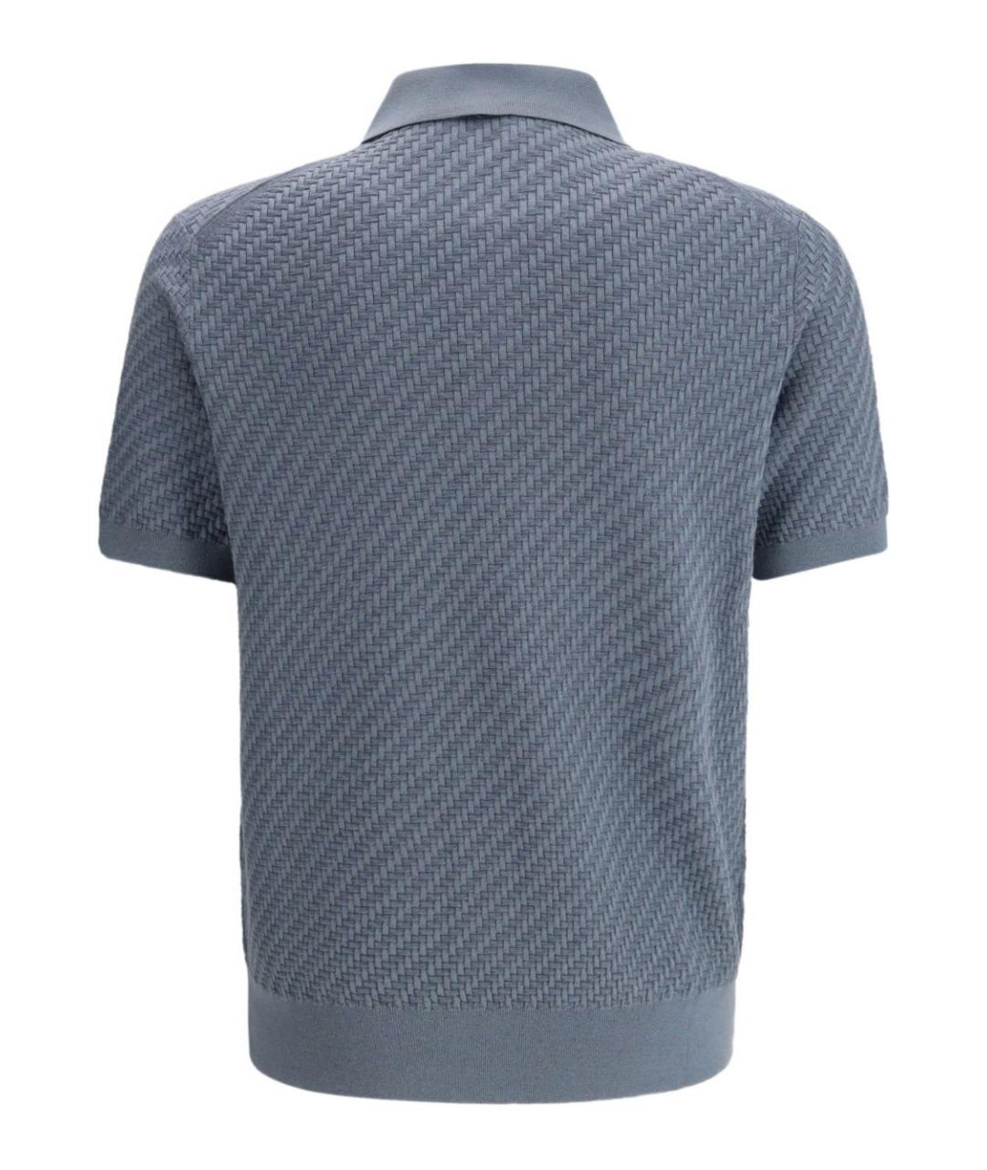 BRIONI Голубое хлопковое поло с коротким рукавом, фото 2