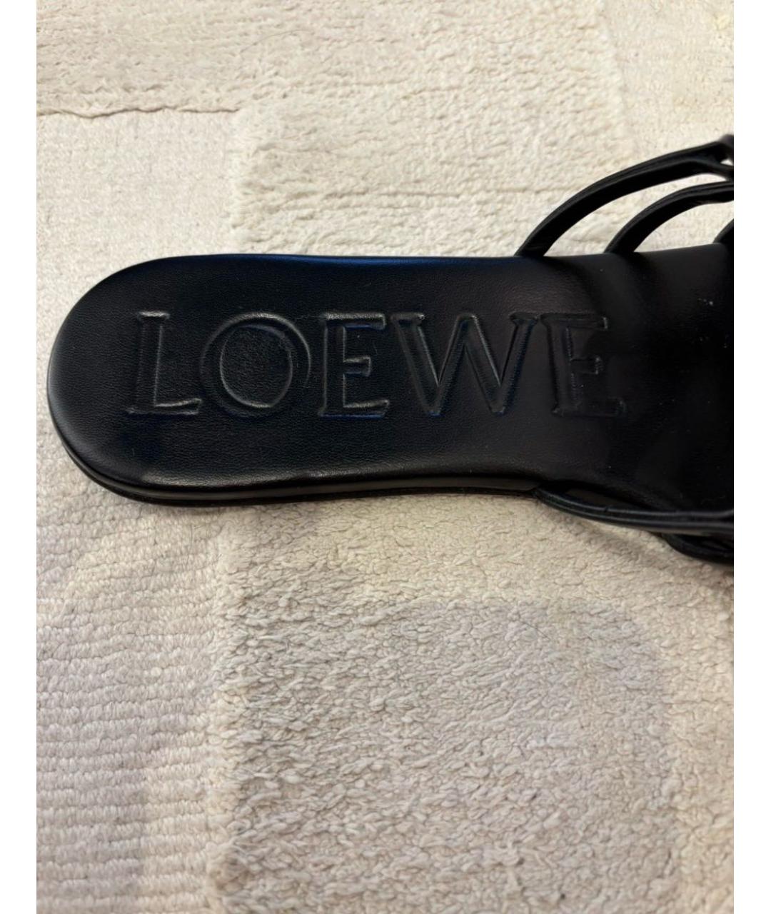 LOEWE Черные шлепанцы из лакированной кожи, фото 5