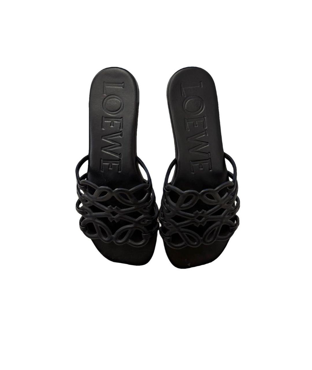 LOEWE Черные шлепанцы из лакированной кожи, фото 6