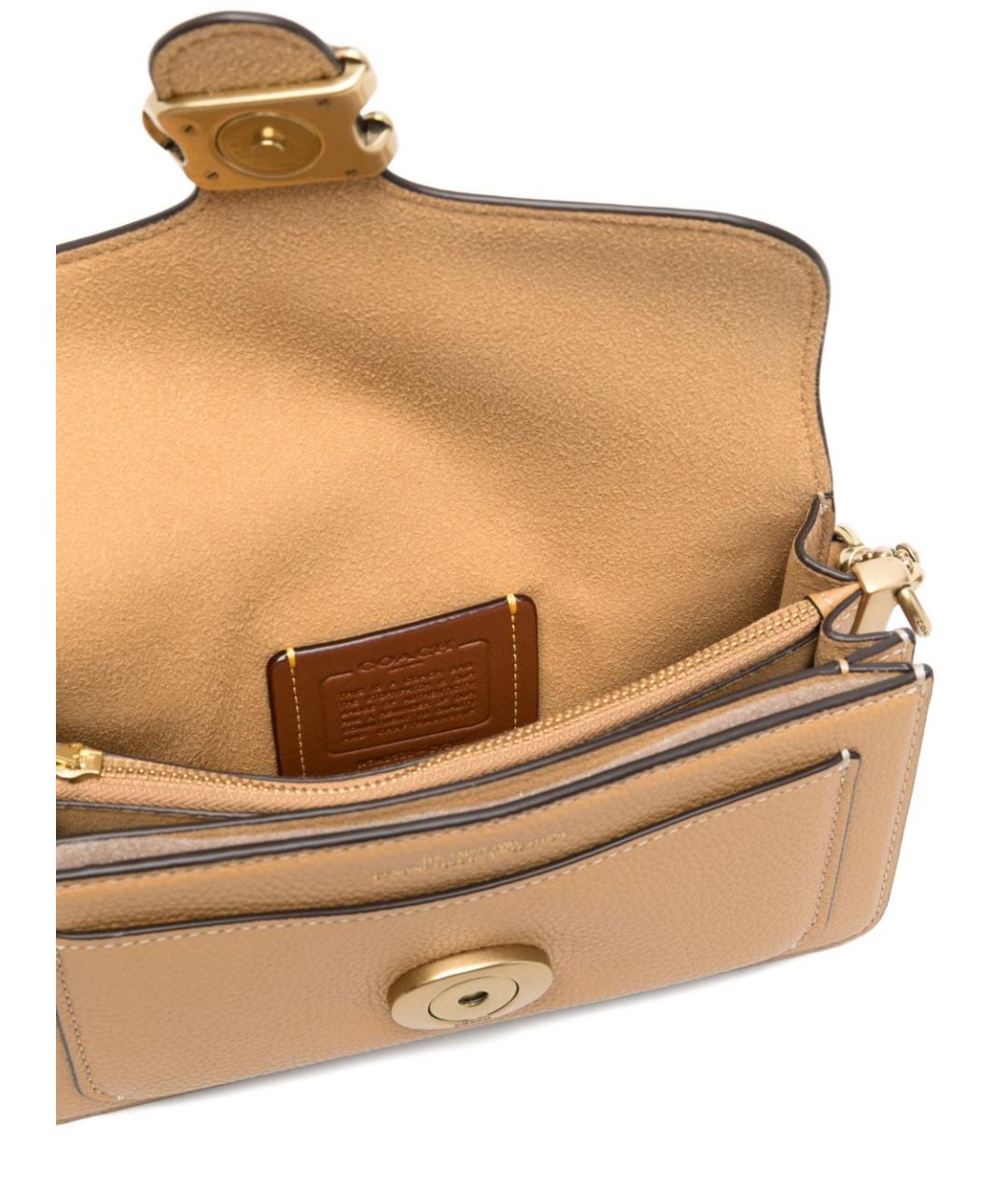 COACH Бежевая кожаная сумка через плечо, фото 5