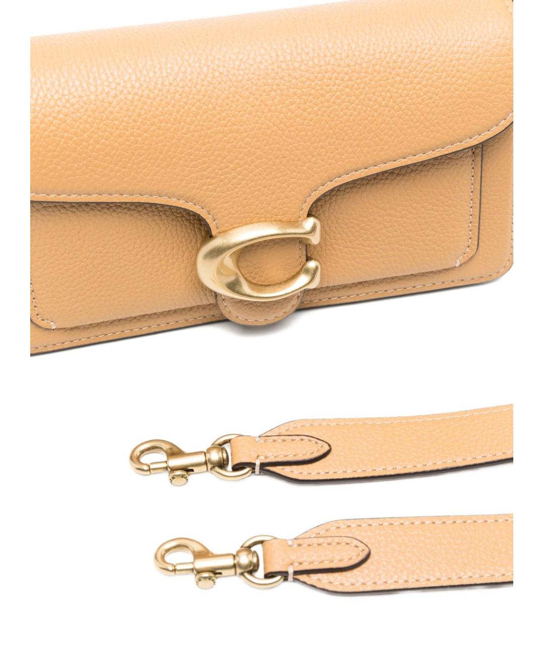 COACH Бежевая кожаная сумка через плечо, фото 4